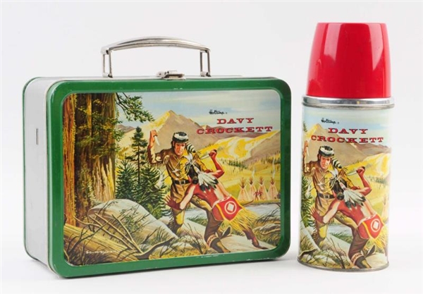 1955 DAVY CROCKETT LUNCHBOX WITH THERMOS.         