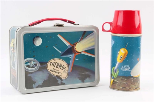 1960 SATELLITE LUNCHBOX WITH THERMOS.             