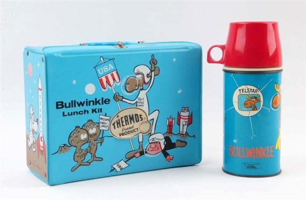 1963 BULLWINKLE VINYL LUNCHBOX WITH THEROS.       
