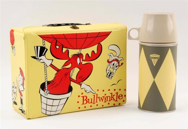 1962 BULLWINKLE VINYL LUNCHBOX AND THERMOS.       