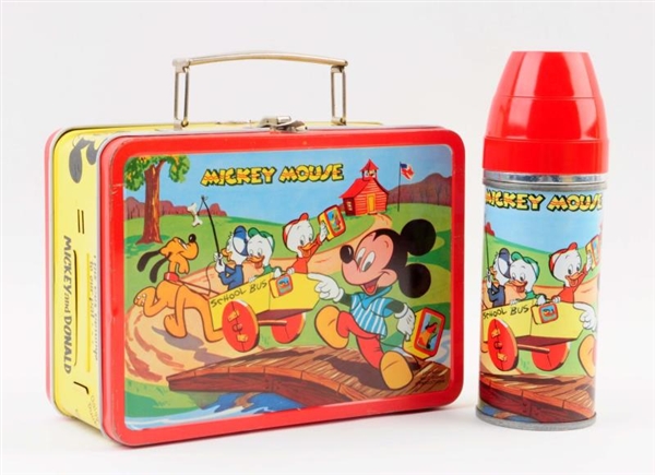1954 MICKEY MOUSE LUNCHBOX WITH THERMOS.          