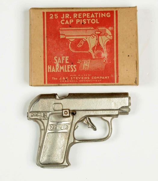 25 JR STEVENS CAP GUN IN BOX.                     
