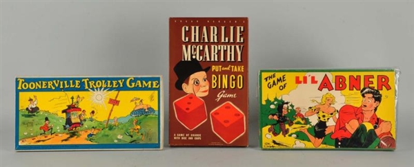 LOT OF 3: CHARACTER GAMES.                        
