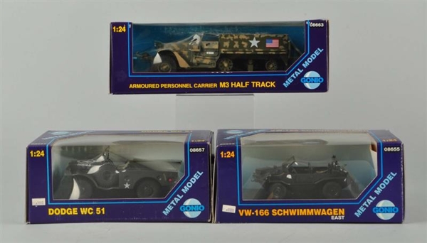 LOT OF 3: GONIO MILITARY VEHICLE TOYS.            