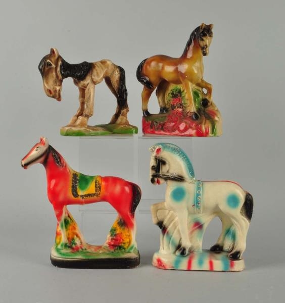 LOT OF 4: HORSE CHALK FIGURES.                    
