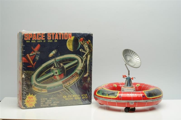 JAPANESE BATTERY-OPERATED TIN LITHO SPACE STATION.