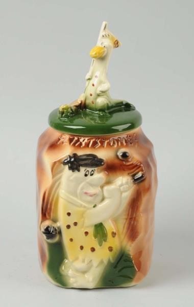 AMERICAN BISQUE FRED AND DINO COOKIE JAR.         