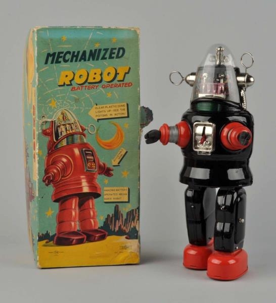 JAPANESE TIN LITHO BATTERY-OPERATED ROBBY ROBOT.  