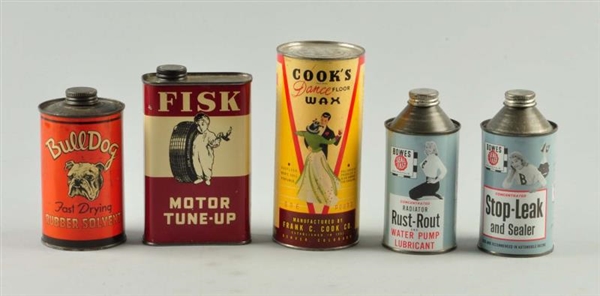 LOT OF 5: INTERESTING PRODUCT TINS                