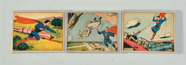 LOT OF 3: 1940 SUPERMAN GUM CARDS.                