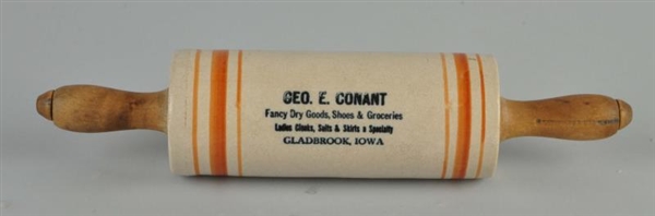 GEORGE CONANT ADVERTISING ROLLING PIN.            