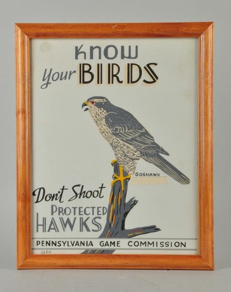 PENNSYLVANIA GAME COMMISSION PROTECTED HAWK SIGN. 