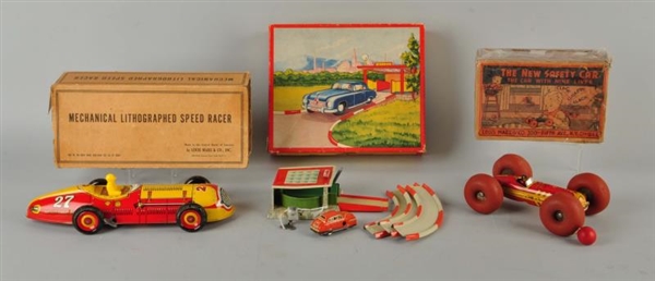LOT OF 3: TIN RACE CARS WITH BOXES.               