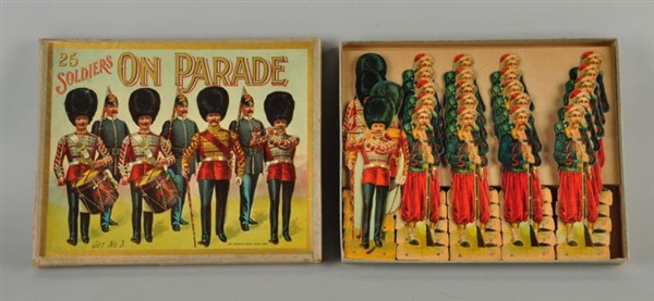 MCLOUGHLIN BROS. SOLDIERS ON PARADE SET WITH BOX. 