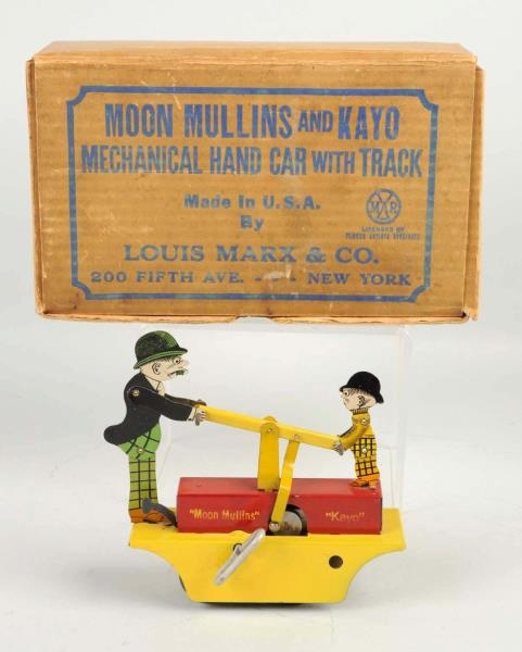 MARX TIN LITHO MOON MULLINS & KAYO HAND CAR TOY.  