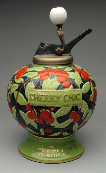 CHERRY CHIC HEAVILY EMBOSSED SYRUP DISPENSER.     