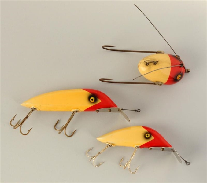LOT OF 3: SOUTH BEND RED HEAD WHITE BAITS, CLEAN  