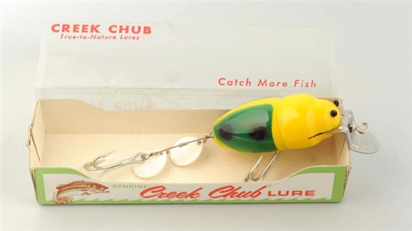 CREEK CHUB BAIT CO. BEETLE WITH PLASTIC SLIDE BOX.