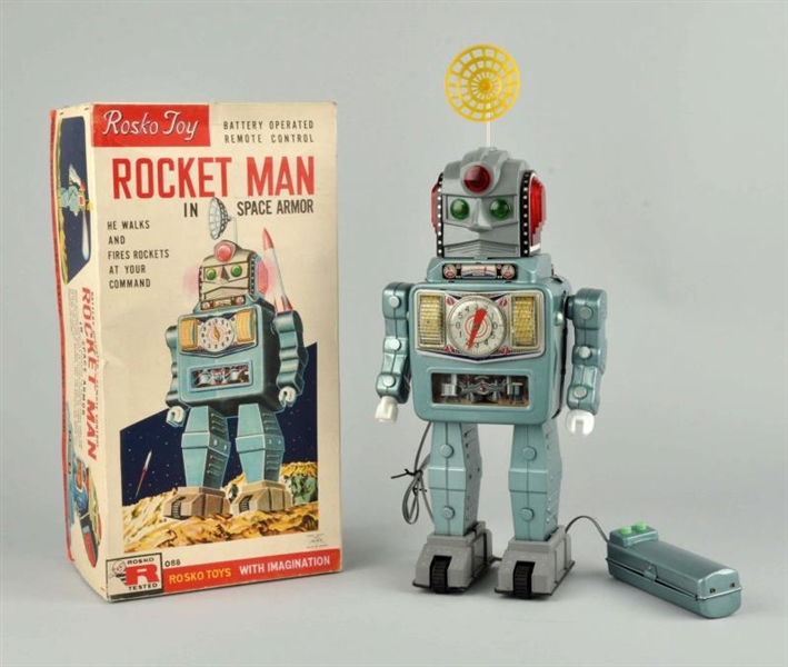 TIN LITHO PAINTED BATTERY-OPERATED ROCKET MAN.    