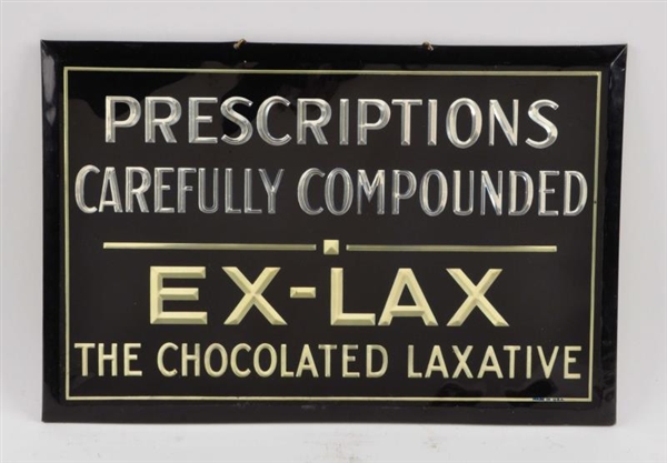 EX LAX CELLULOID ADVERTISING SIGN.                