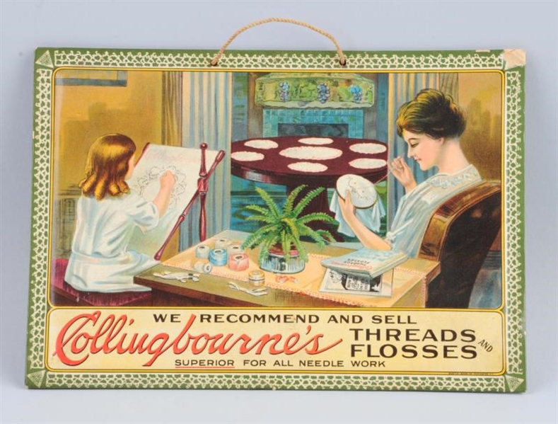 COLLINGBOURNES THREADS CELLULOID ADVERTISING SIGN 