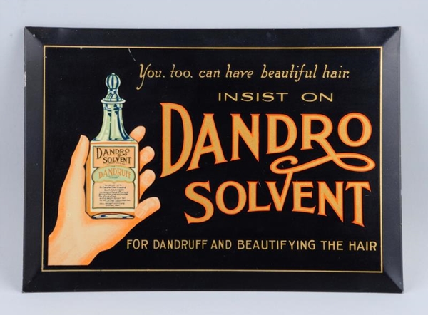 DANDRO SOLVENT TIN OVER CARDBOARD SIGN.           