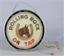 ROUND ROLLING ROCK HANGING ADVERTISEMENT SIGN     