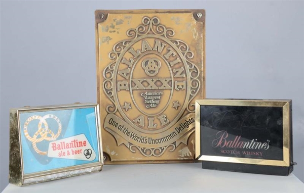 LOT OF 3: BALLANTINE ALE & BEER ADVERTISING SIGNS 