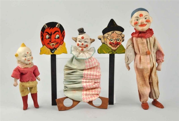 LOT OF 5: ASSORTED CLOWN TOYS.                    