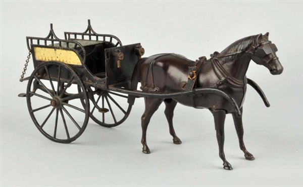 EXTREMELY RARE IVES WALKING HORSE AND DOG CART.   