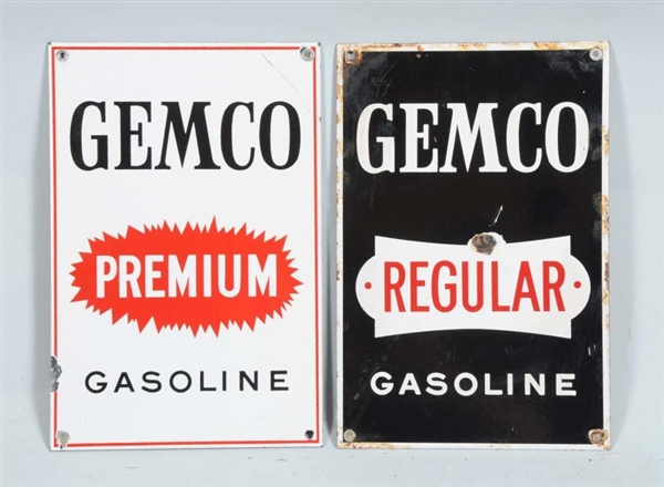LOT OF 2: GEMCO PREMIUM & REG. GASOLINE SSP SIGN. 