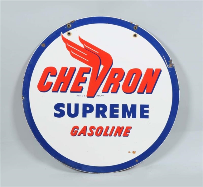 CHEVRON SUPREME GASOLINE DSP SIGN.                