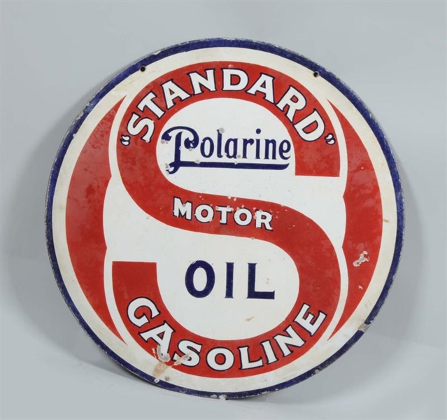 "STANDARD" MOTOR GASOLINE POLARINE OIL DSP SIGN.  