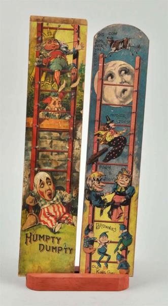 LOT OF 2: PAPER ON WOOD CHARACTER RAMPS & HOLDER. 
