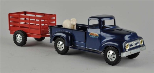 PRESSED STEEL TONKA PICK-UP TRUCK WITH TRAILER.   