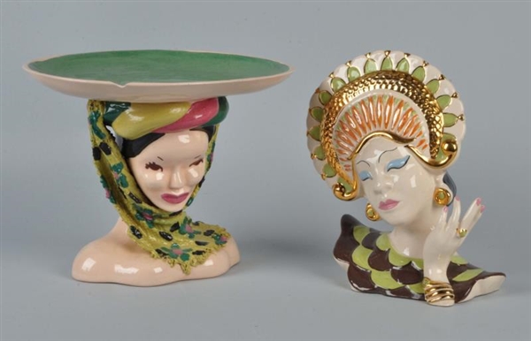 LOT OF 2:CALIFORNIA POTTERY LADY HEADS.           