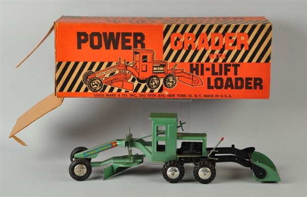 MARX PRESSED STEEL POWER GRADER TRACTOR IN BOX.   