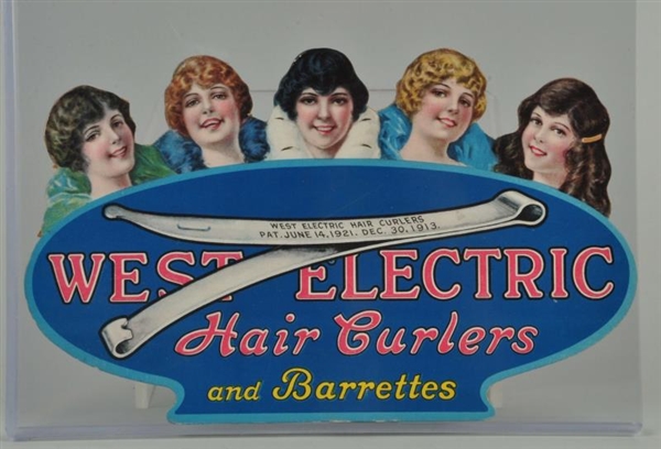 WEST ELECTRIC HAIR CURLERS DIECUT SIGN.           