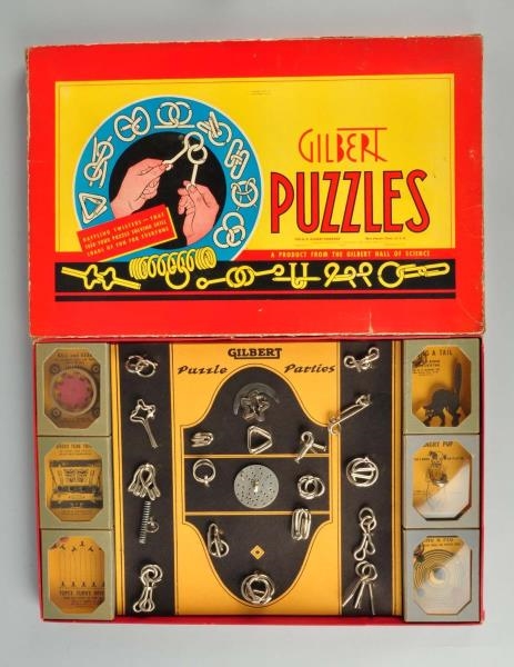 GILBERT WIRE PUZZLE SET WITH BOX.                 