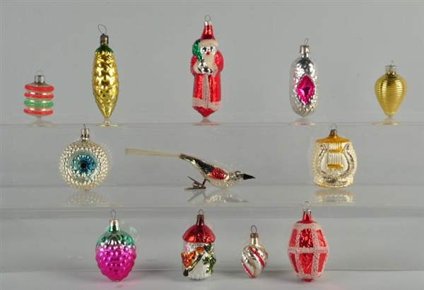 LOT OF 11: EARLY GLASS CHRISTMAS ORNAMENTS.       