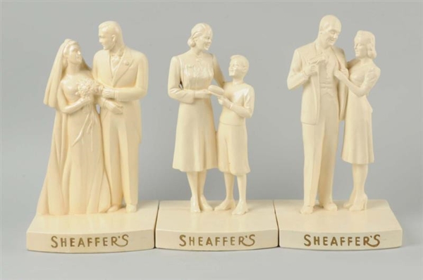 LOT OF 3: SHAFFERS PENS ADVERTISING STATUES.     