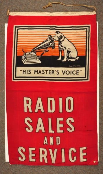 RCA VICTOR RADIO SALES CLOTH BANNER.              
