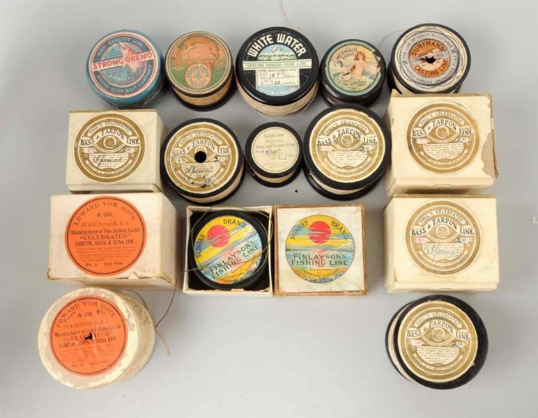 GREAT LOT OF ASSORTED LINE SPOOLS, VARIOUS MAKERS.