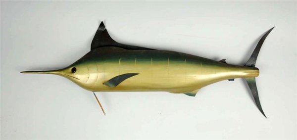 PACIFIC BLACK MARLIN WOODEN TROPHY CARVING.       