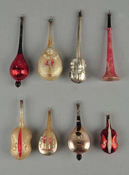 LOT OF 8: CHRISTMAS ORNAMENTS MUSICAL INSTRUMENTS 