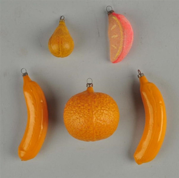 LOT OF 5: ASSORTED CHRISTMAS FRUIT ORNAMENTS.     