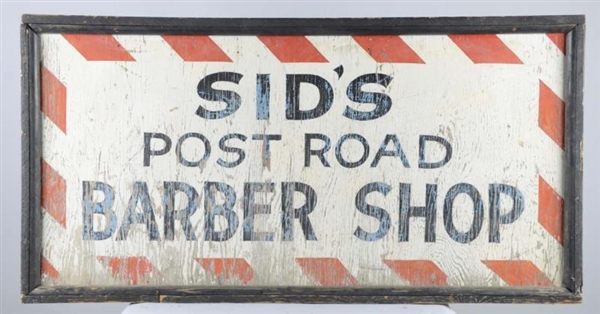 SIDS POST ROAD BARBER SHOP PAINTED WOOD SIGN     