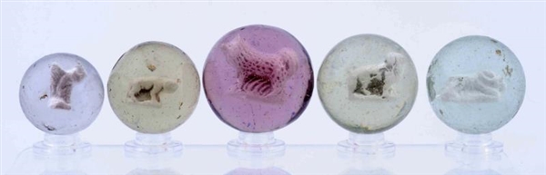 LOT OF 5: SULPHIDE MARBLES.                       