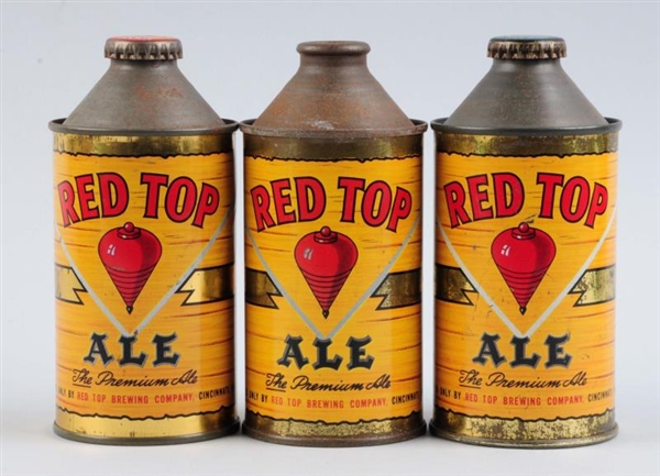 LOT OF 3: RED TOP ALE CONE TOP CANS.              