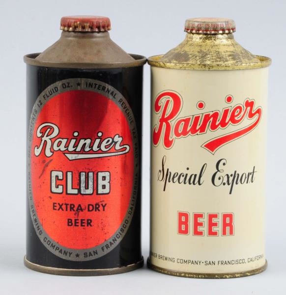 LOT OF 2: RAINIER BEER LOW PROFILE CONE TOP CANS. 